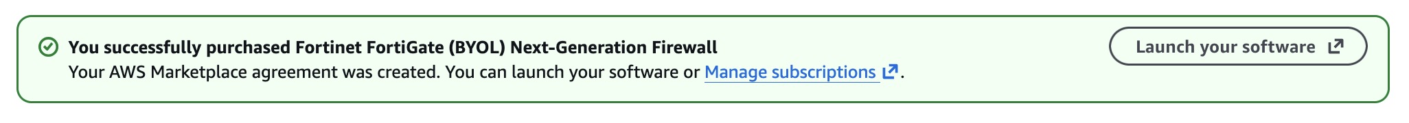 FortiGate AMI subscription completed