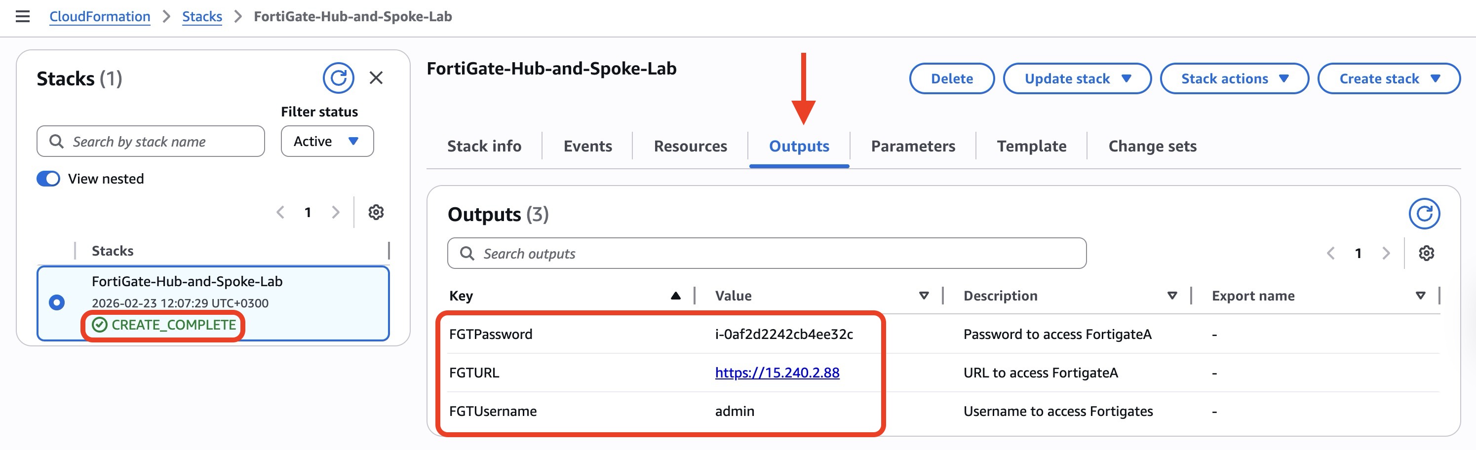 CloudFormation stack deployment completed