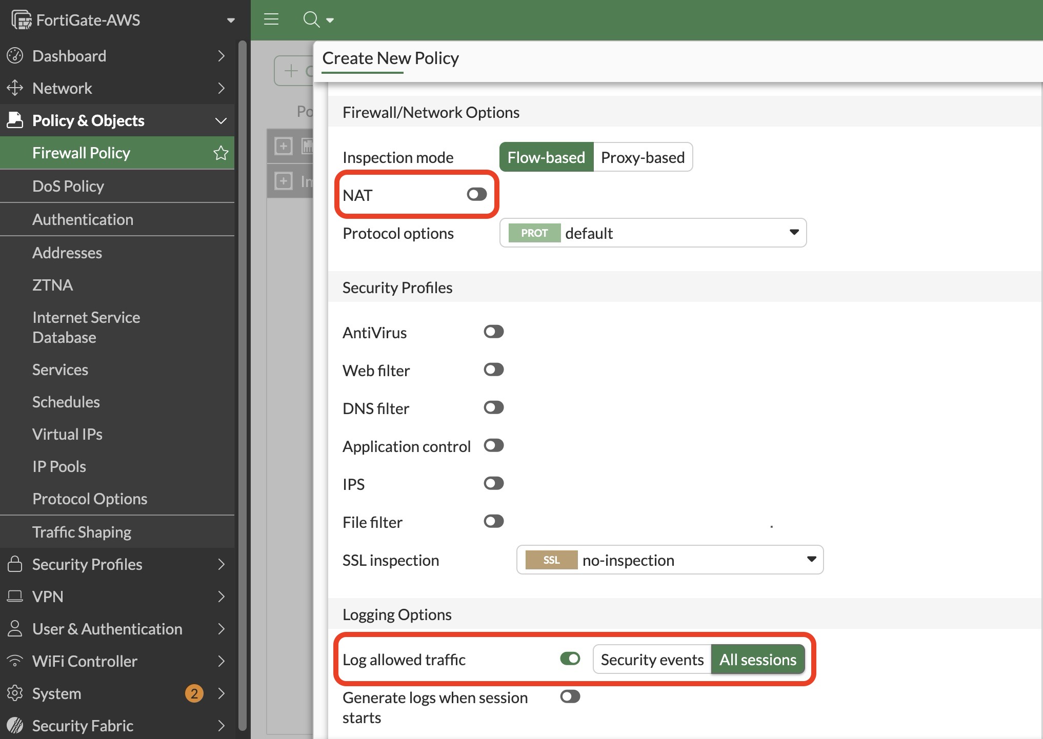 Configure the east-west firewall policy