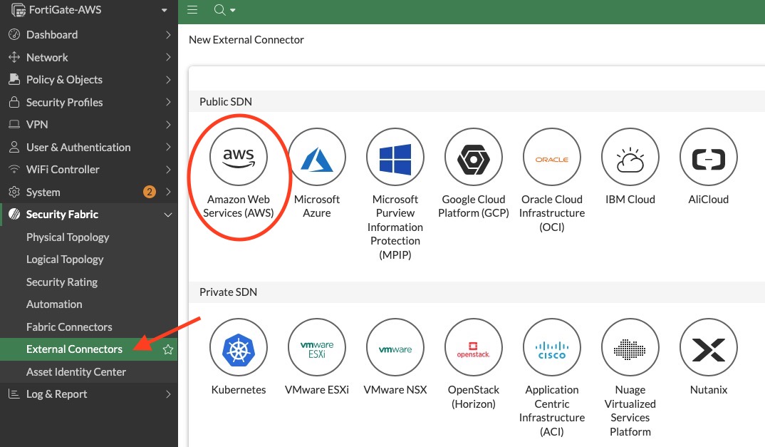 Create an AWS external connector