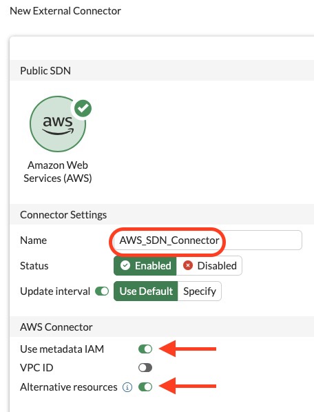 Configure the FortiGate AWS SDN connector