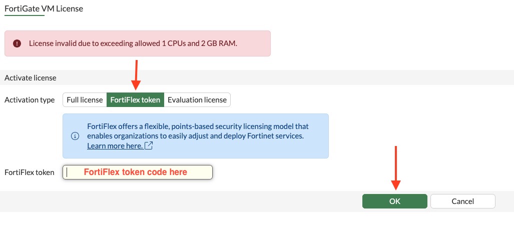 Activate FortiGate using a FortiFlex token
