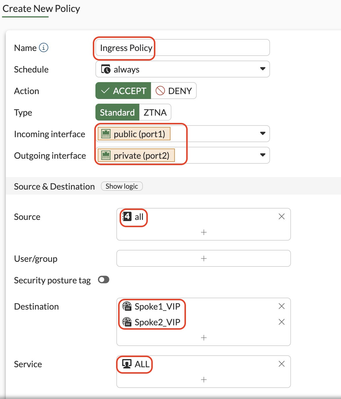 Create the ingress firewall policy