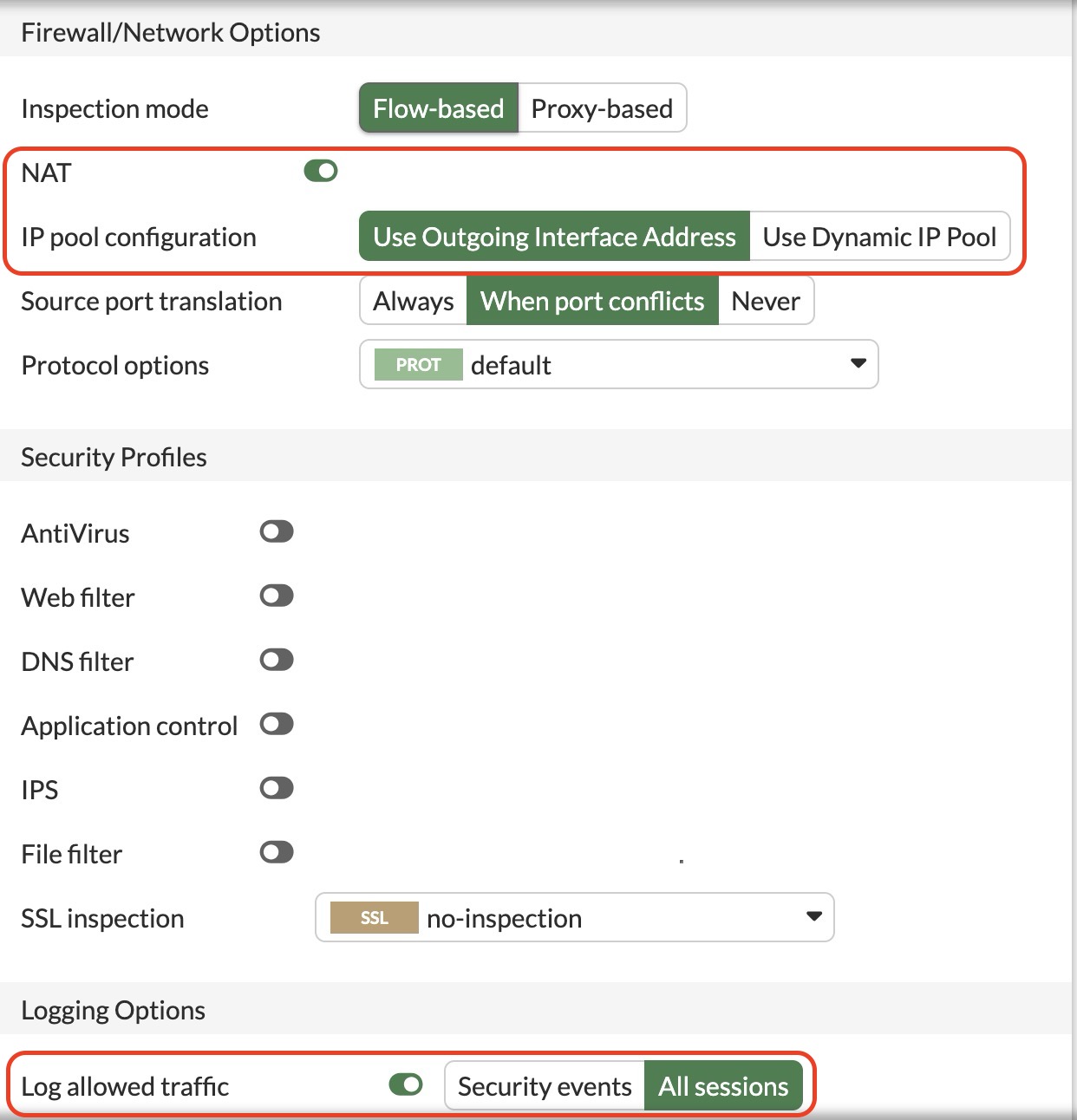 Configure the ingress firewall policy